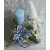 Weihnachts Kiste mit Kerze/Wichtel/blau-weiss
