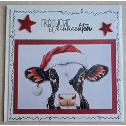 Karte Kuh mit Weihnachtsmütze rot-creme 6