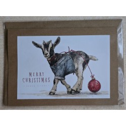 Karte Ziege mit Weihnachtskugel 5