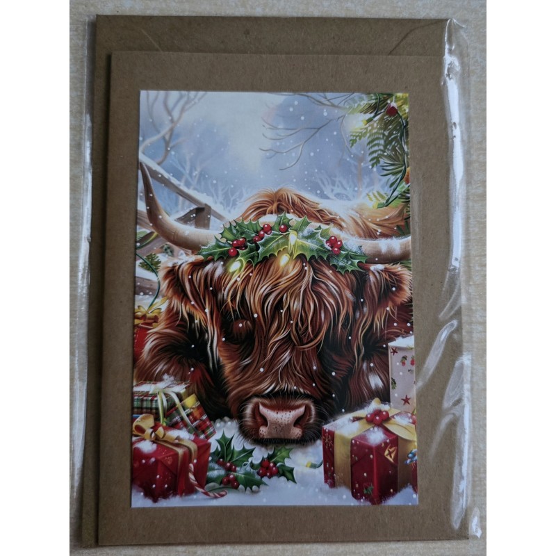 Karte Weihnachts Hochlandrind 1