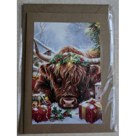 Karte Weihnachts Hochlandrind 1
