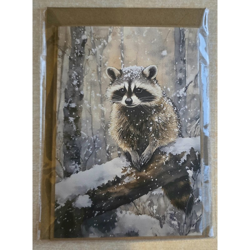 Karte Waschbär/Winterwald