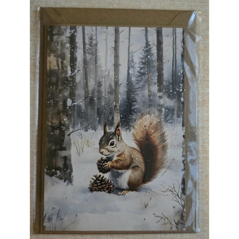 Karte Eichhörnchen /Winterwald