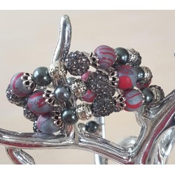 Wickelarmband grau/rot
