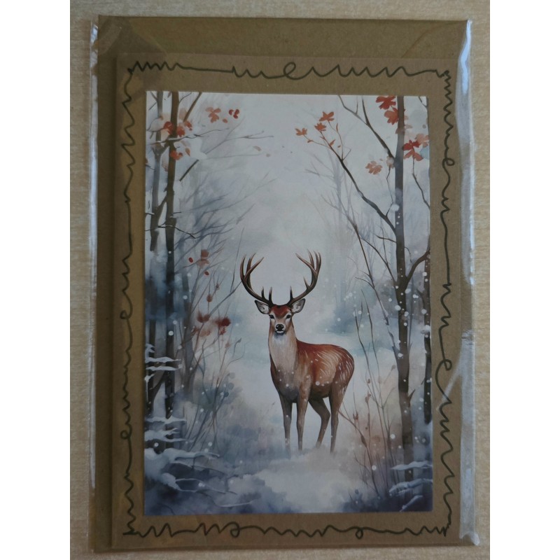 Karte Hirsch im Winterwald 2