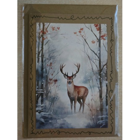 Karte Hirsch im Winterwald 2