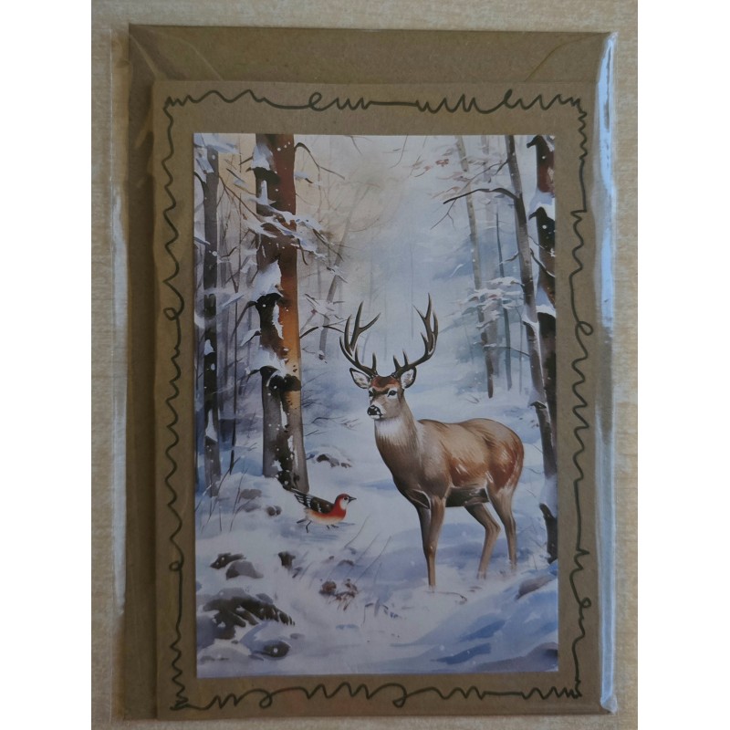 Karte Hirsch im Winterwald 3