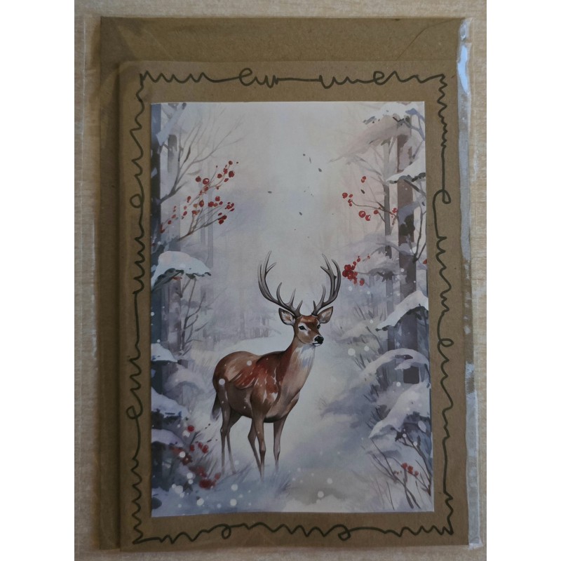 Karte Hirsch im Winterwald 5