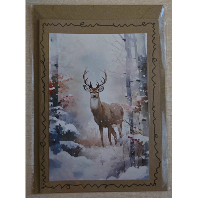 Karte Hirsch im Winterwald 6