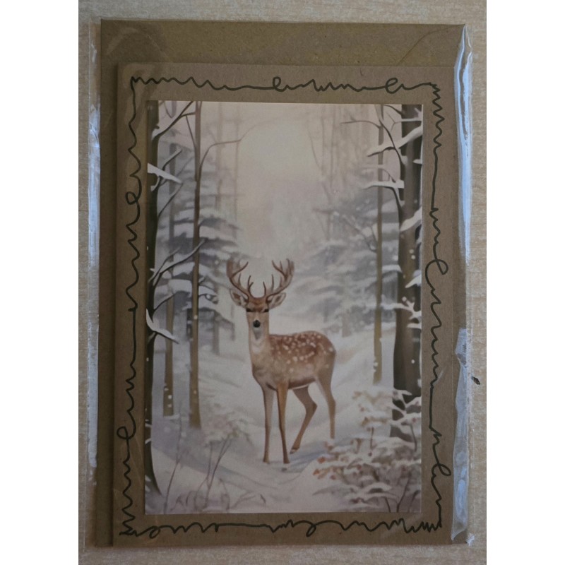 Karte Hirsch im Winterwald 7