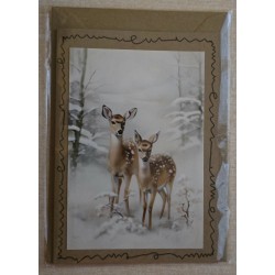 Karte Zwei Rehe im Winterwald 1