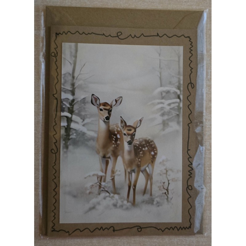 Karte Zwei Rehe im Winterwald 1