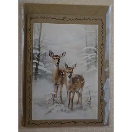 Karte Zwei Rehe im Winterwald 1