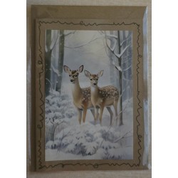 Karte Zwei Rehe im Winterwald 2