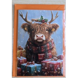 Karte Weihnachts Hochlandrind/Winterlandschaft 1
