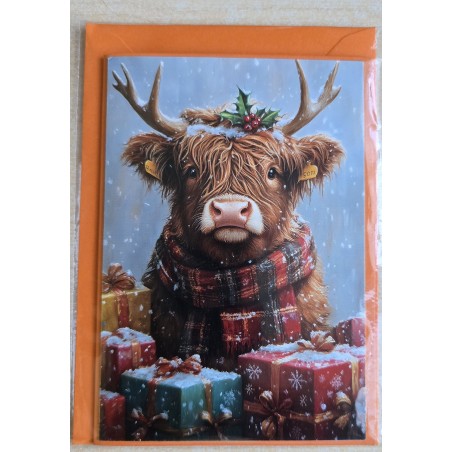 Karte Weihnachts Hochlandrind/Winterlandschaft 1