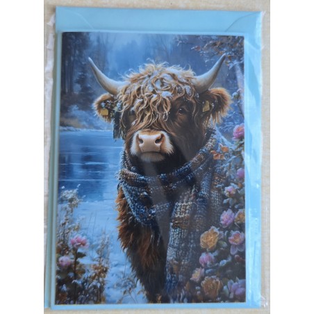 Karte Weihnachts Hochlandrind/Winterlandschaft 2