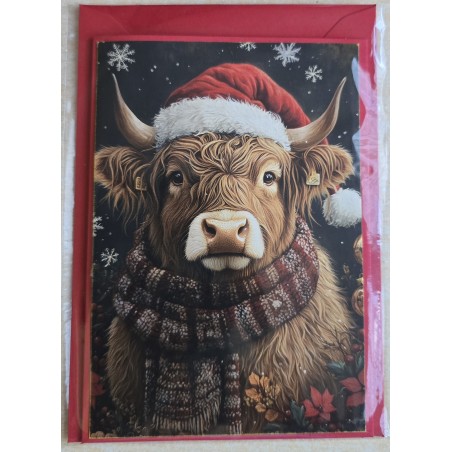 Karte Weihnachts Hochlandrind/Winterlandschaft 3