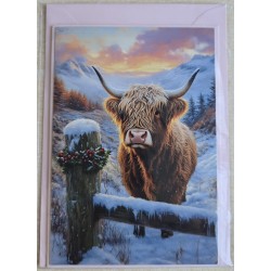 Karte Weihnachts Hochlandrind/Winterlandschaft 4