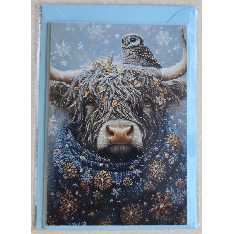 Karte Weihnachts Hochlandrind/Winterlandschaft 5