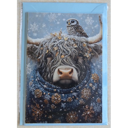 Karte Weihnachts Hochlandrind/Winterlandschaft 5