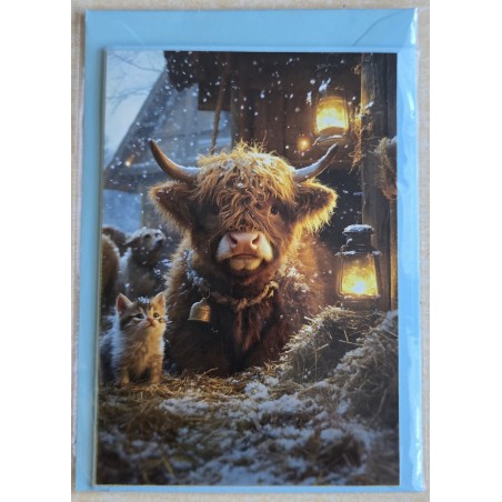Karte Weihnachts Hochlandrind/Winterlandschaft 6