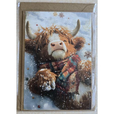 Karte Weihnachts Hochlandrind/Winterlandschaft 7