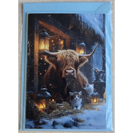 Karte Weihnachts Hochlandrind/Winterlandschaft 8