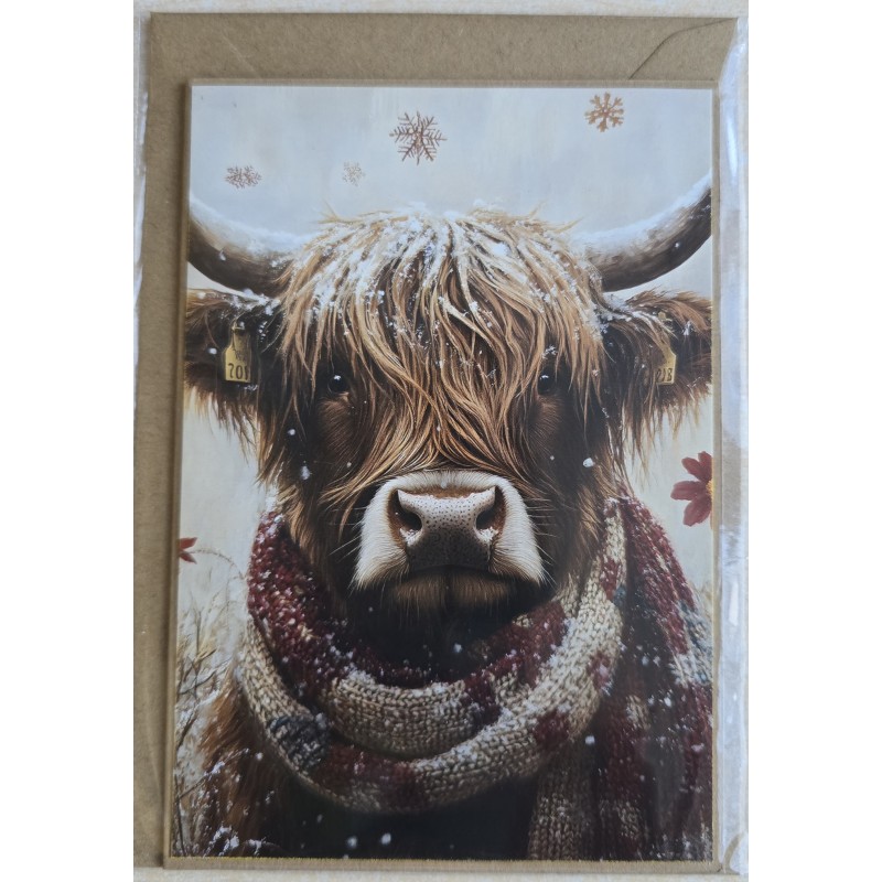 Karte Weihnachts Hochlandrind/Winterlandschaft 11