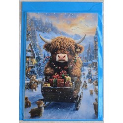 Karte Weihnachts Hochlandrind/Winterlandschaft 13