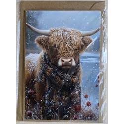 Karte Weihnachts Hochlandrind/Winterlandschaft 14