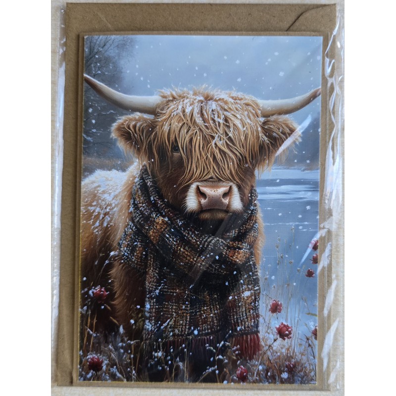 Karte Weihnachts Hochlandrind/Winterlandschaft 14