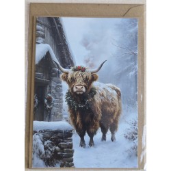 Karte Weihnachts Hochlandrind/Winterlandschaft 15
