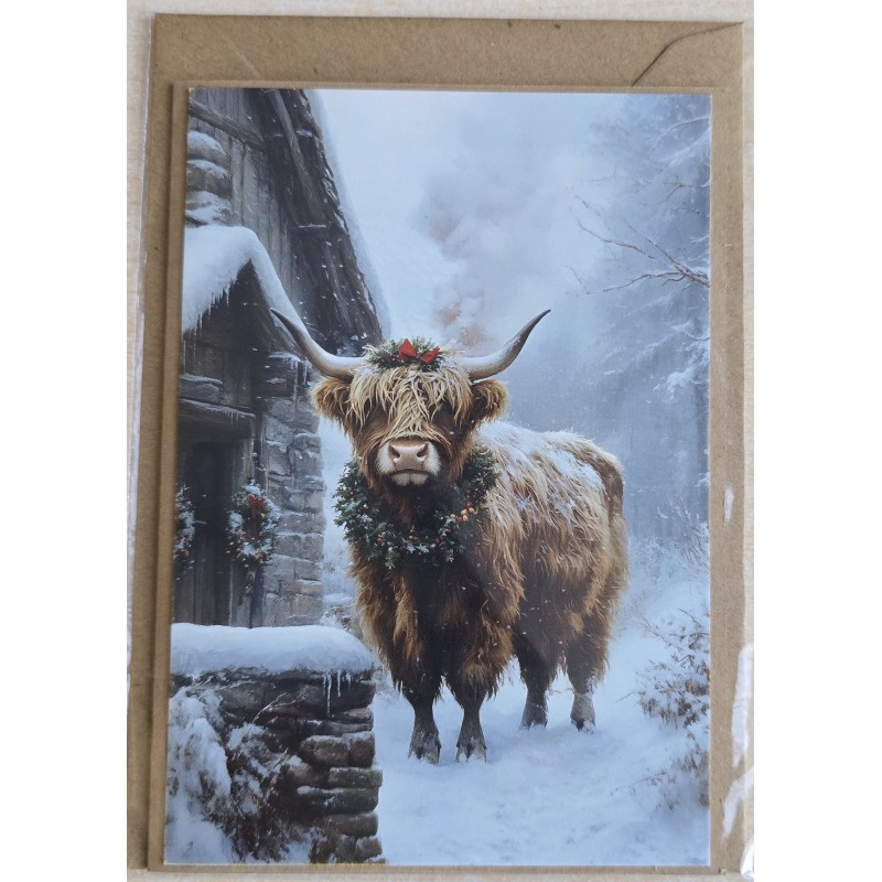 Karte Weihnachts Hochlandrind/Winterlandschaft 15