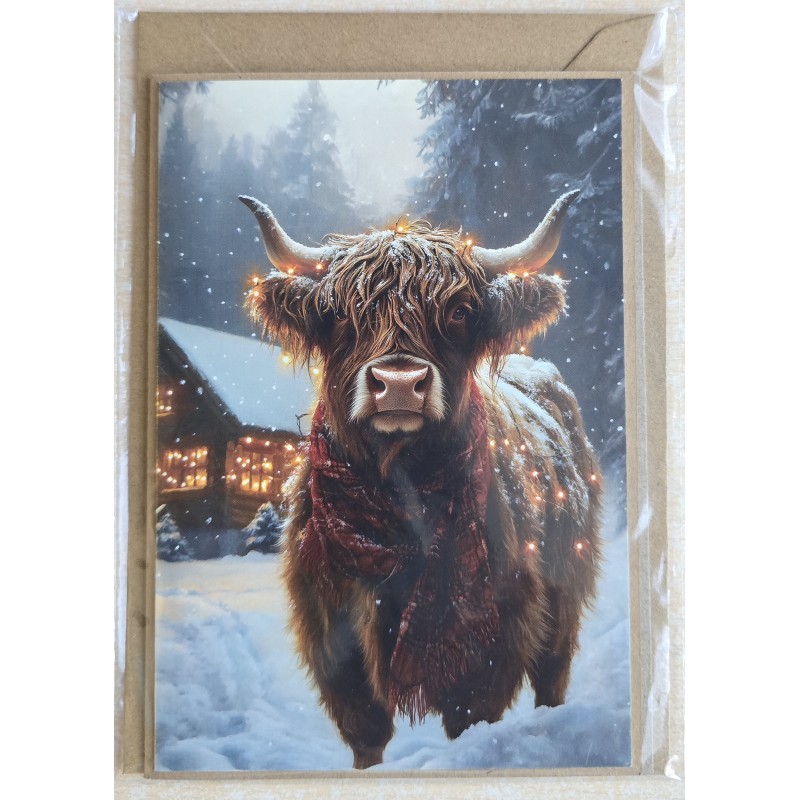 Karte Weihnachts Hochlandrind/Winterlandschaft 16