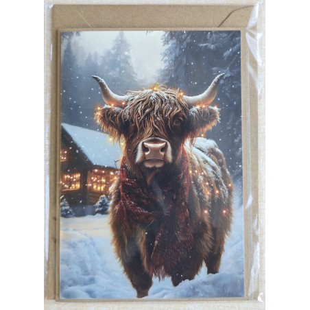 Karte Weihnachts Hochlandrind/Winterlandschaft 16