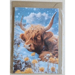 Karte Weihnachts Hochlandrind/Winterlandschaft 17