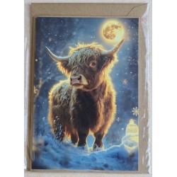 Karte Weihnachts Hochlandrind/Winterlandschaft 19