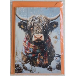 Karte Weihnachts Hochlandrind/Winterlandschaft 20