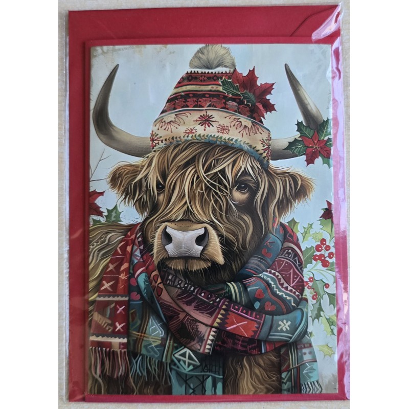 Karte Winter-Weihnachts Hochlandrind 3