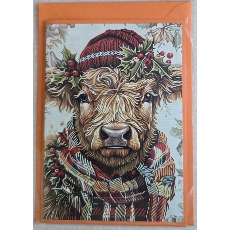 Karte Winter-Weihnachts Hochlandrind 12