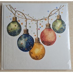 Karte Fünf Bunte Weihnachtskugeln