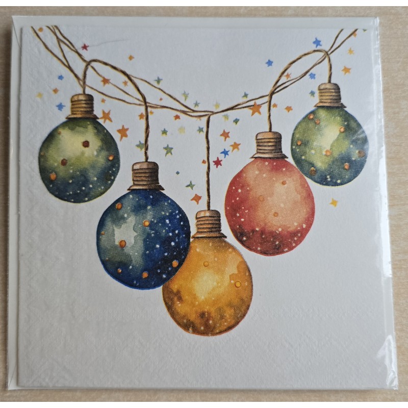 Karte Fünf Bunte Weihnachtskugeln