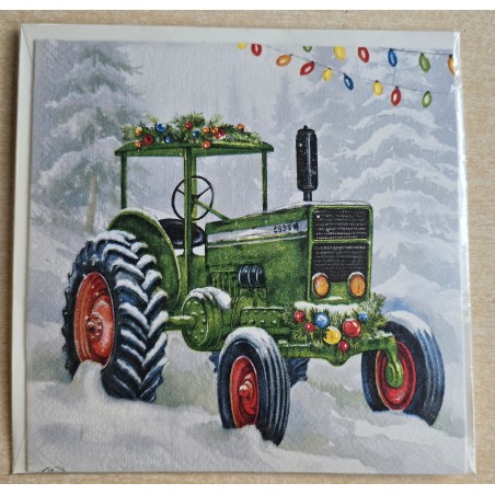 Karte Grüner Traktor/Lichterkette