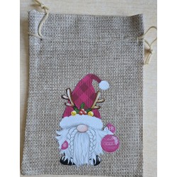 Geschenk Jute Beutel Wichtel pink 1