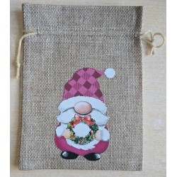 Geschenk Jute Beutel Wichtel pink 2
