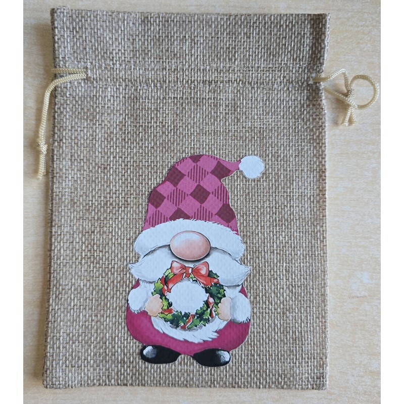 Geschenk Jute Beutel Wichtel pink 2