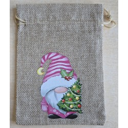 Geschenk Jute Beutel Wichtel pink 3