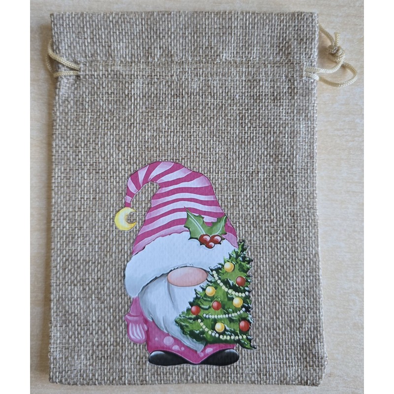 Geschenk Jute Beutel Wichtel pink 3