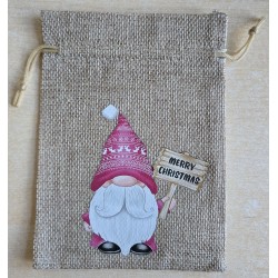 Geschenk Jute Beutel Wichtel pink 4